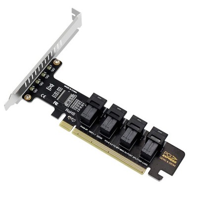 PCIE 4.0 to U.2 Adapter Card High Speed X16 to 4 Port U.2 NVME Converter SFF...