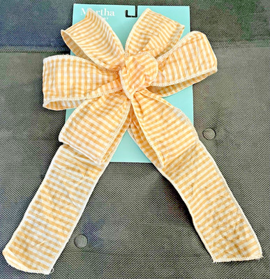 Big Jumbo Huge Decorative Door Bow 23'' Ribbon Martha Stewart Peach Check Easter