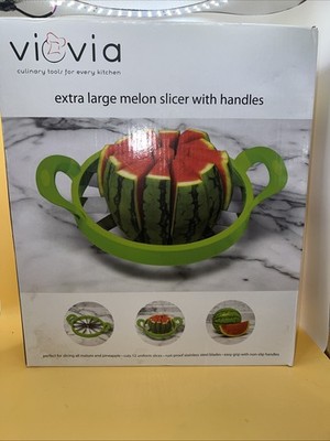 Melon Slicer Cuts 12 Uniform Slices Rustproof Stainless Steel with Handles NIB