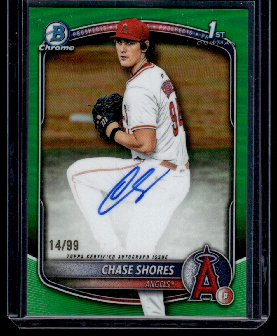 CHASE SHORES 2025 BOWMAN DRAFT CHROME GREEN REFRACTOR AUTO 14/99