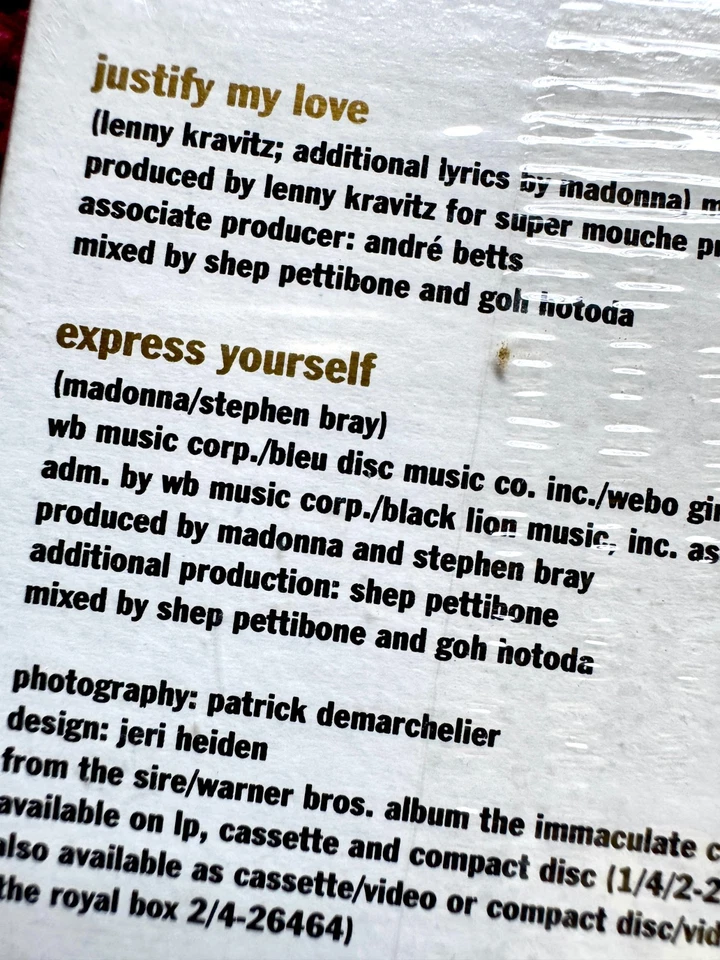 MADONNA JUSTIFY MY LOVE CASSETTE TAPE SEALED SINGLE PROMO 1990 PRICE TAG TV BAN - Image 2 of 4