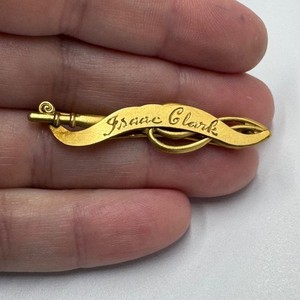 DAR Patriot Bar Isaac Clarke Pin HCO Gold Filled Daughters of the American Revol