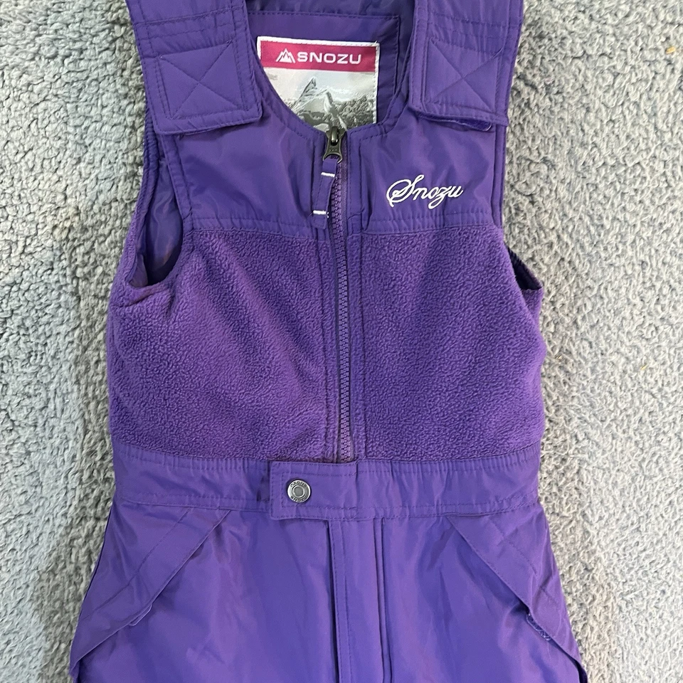 Mono de esquí púrpura SNOZU baberos invierno pantalones de nieve niñas 5T aire libre traje de nieve Foto 3 de 4