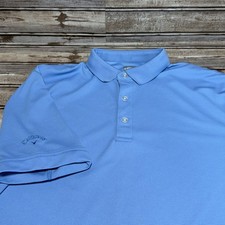 Callaway Mens Opti-Dri Golf Polo Shirt Light Blue Micro Ribbed Size Large