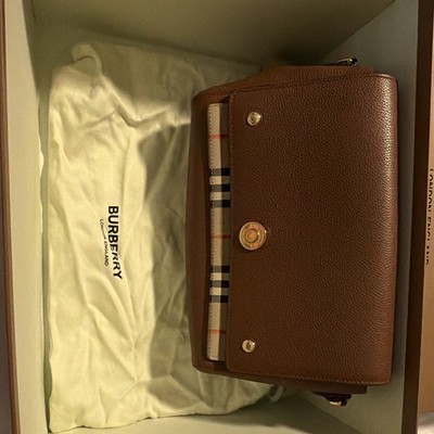Burberry Brown Small Pebbled Checkered Crossbody Adjustable Strap Box Dust Bag