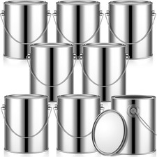 8 Pcs 1 Gallon Empty Metal Paint Cans with Li...