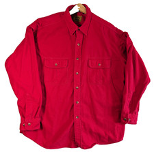 VTG St Johns Bay Mens XL Red Heavyweight Chamois Flannel Shirt Outdoor Y2K 90s