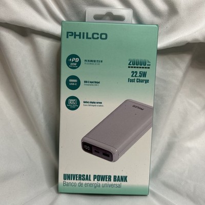 Universal Power Bank Philco 20000mah white portable phone charger 