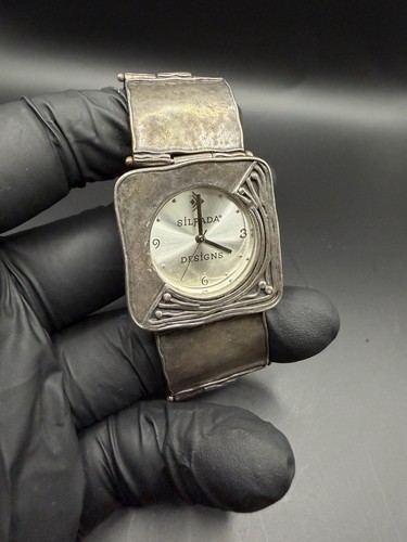 Silpada Designs 925 Hammered Sterling Silver Watch Square 59.0 grams New Battery