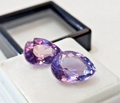 Shinny Colour Change Pear Cut Alexandrite 20+ Ct EGL CERTIFIED Pair Gemstone