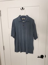 Tommy Bahama Polo Shirt Mens Medium Blue Short Sleeve Silk Blend Casual Light