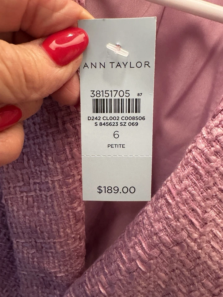 Blazer Anne Taylor Doble Pecho Rosa Tweed en 6P... Botón Único Foto 2 de 4