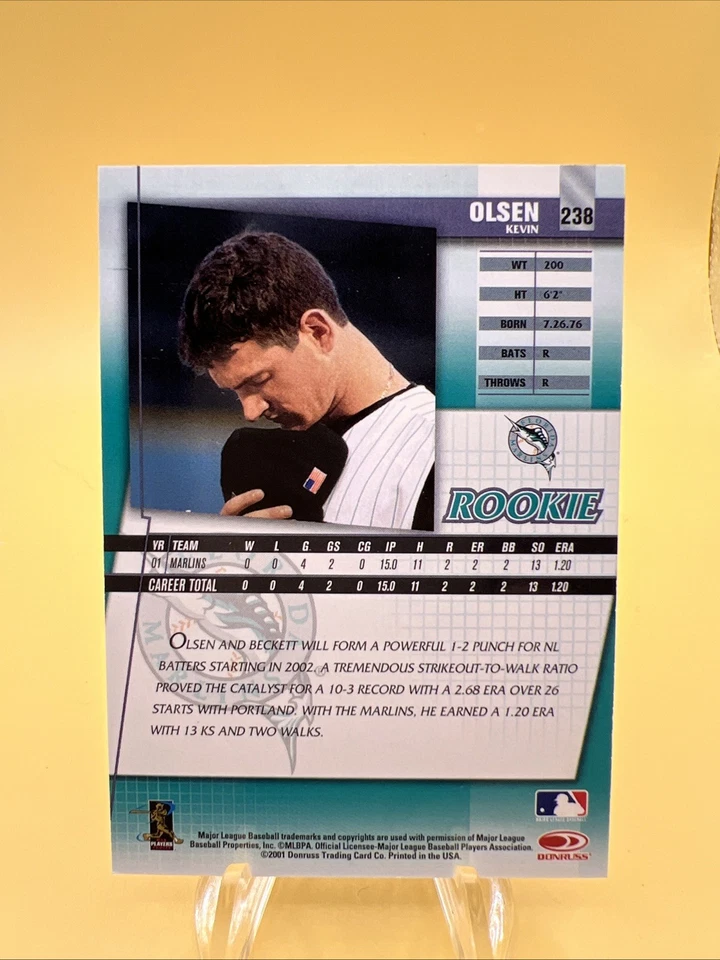 2002 Donruss Fan Club Rookie Kevin Olsen #238 Marlins - Image 2 of 2