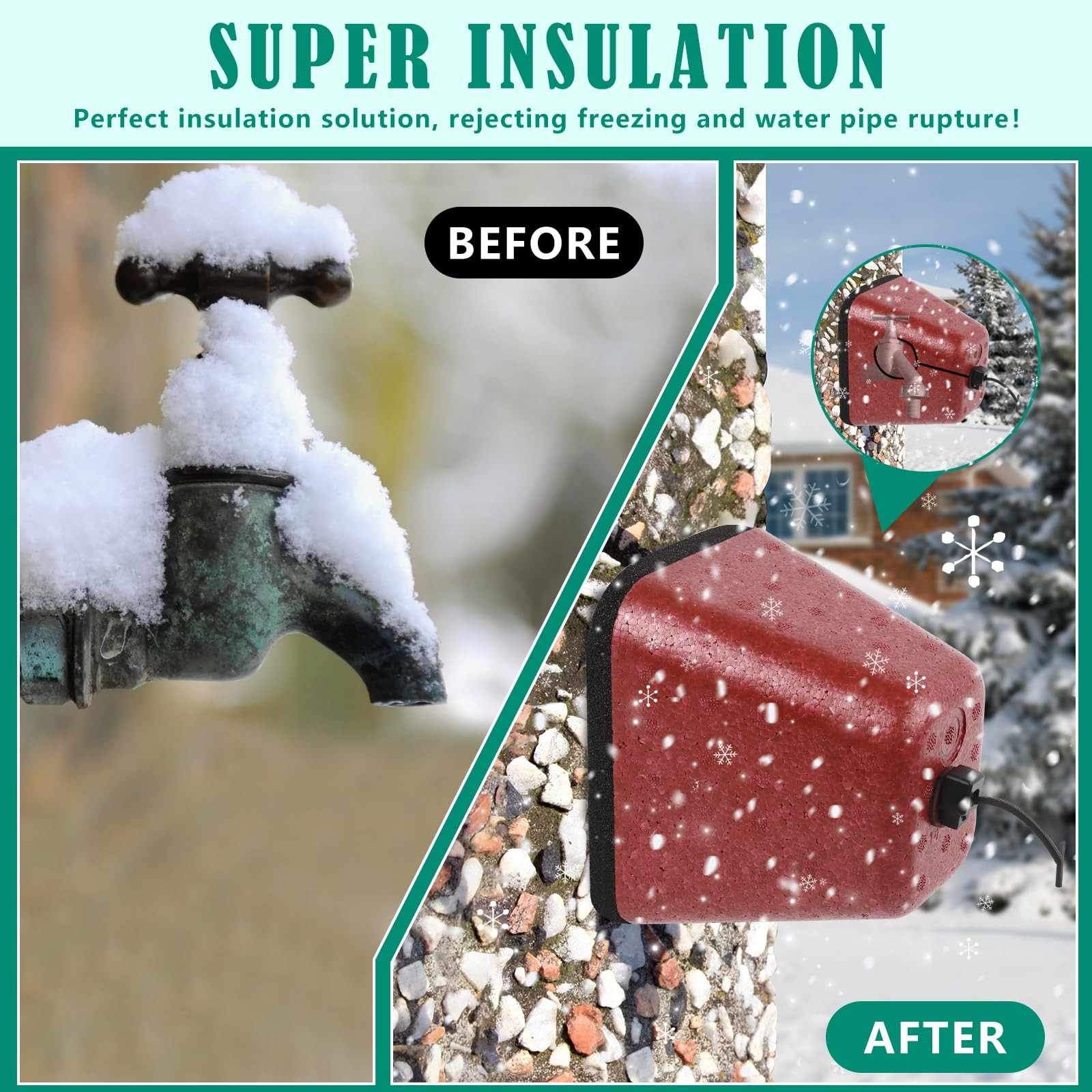 2 Pack Outdoor Faucet Covers for Winter, Heavy Duty Faucet Spigot Covers Wint...