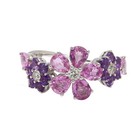 Valentine 18k Flower Ring Purple Amethyst and Pink Sapphire natural gemstones — photo 3