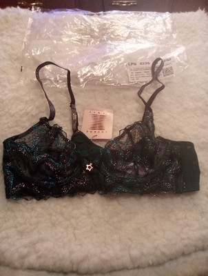 Savage X Fenty Shining Star Unlined Demi Bra Wildflower Blue Starstruck 34B NEW