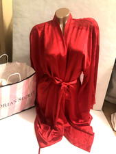 Victoria's Secret Luxe Satin Jacquard Lace Inset Kimono Robe, Red XL/XXL NWT