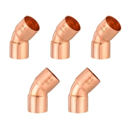 5PACK GUOFIS 1-Inch Copper Sweat 45Degree Elbow Fitting,Solder Connection 5