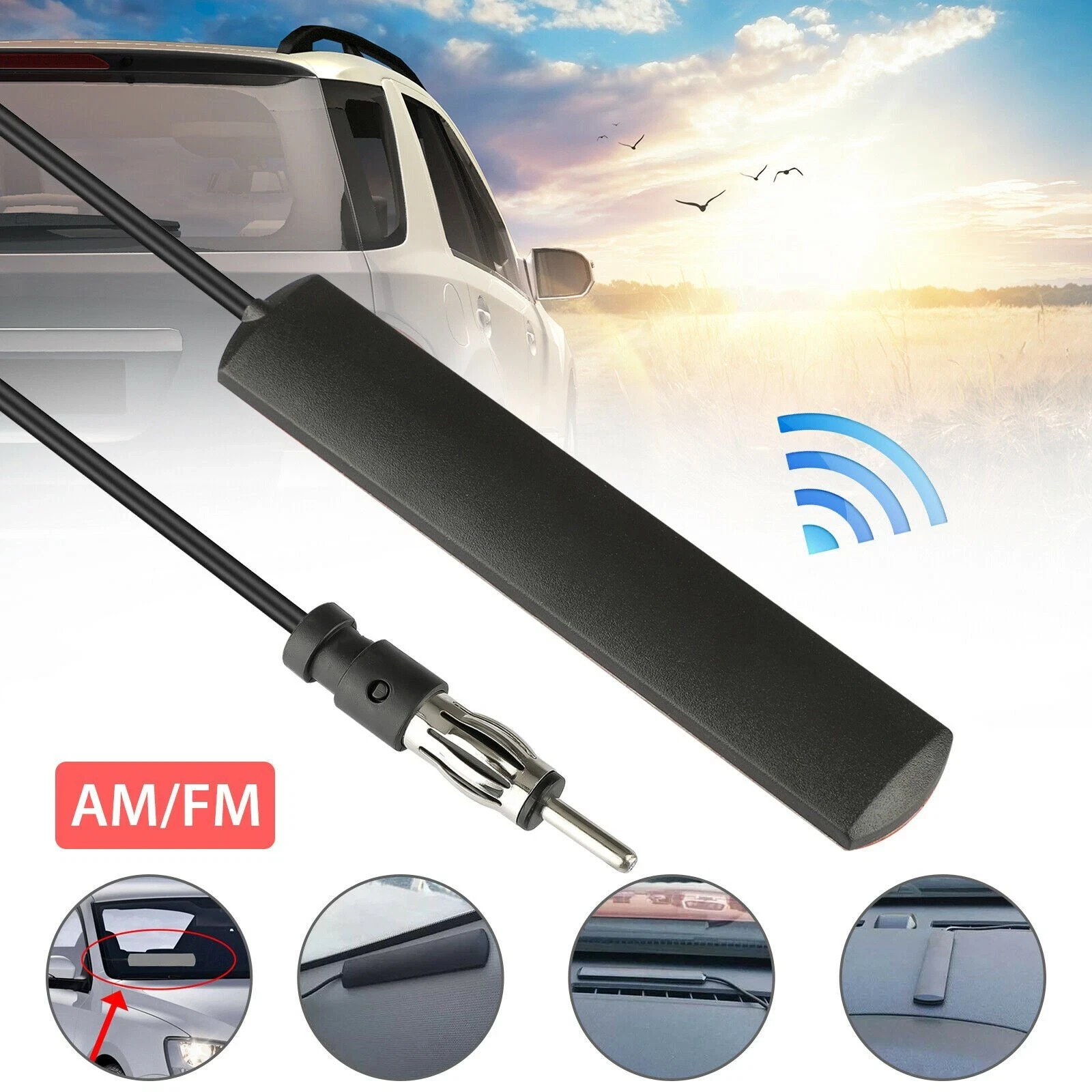 10ft Car Interior Hidden Amplified Antenna Electronic Stereo AM/FM Radio Univers - Thumbnail 1