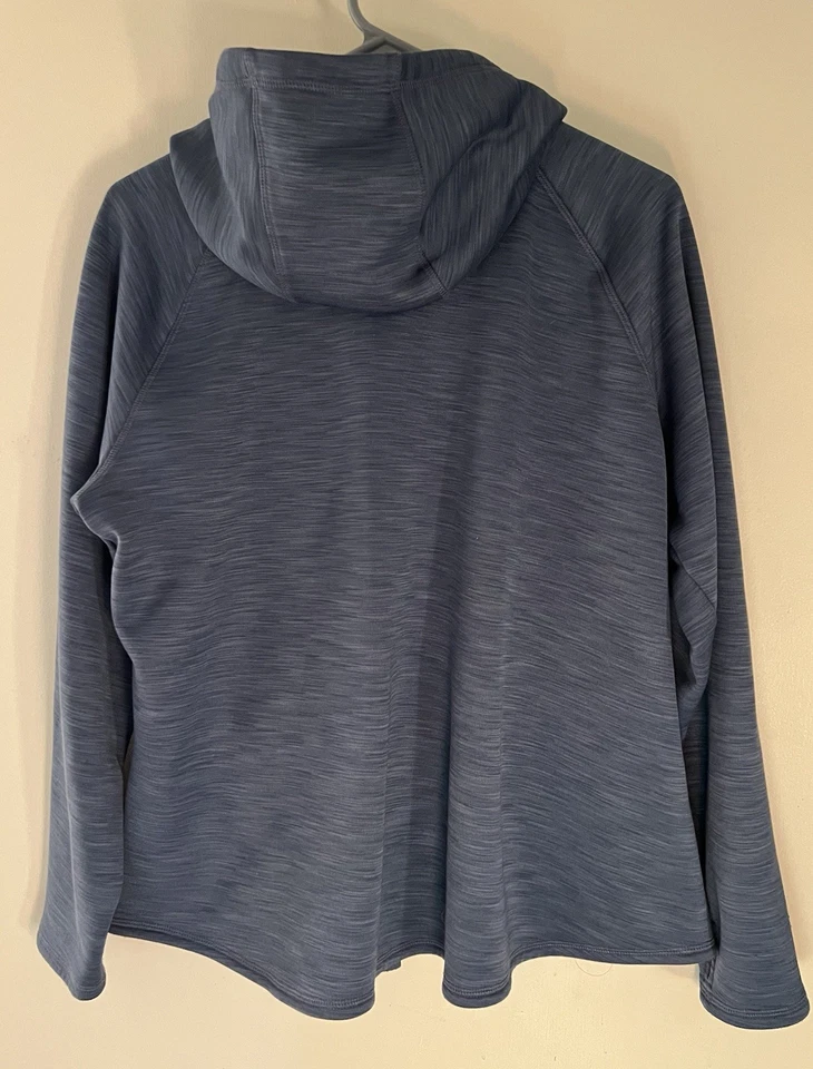 Moletom com capuz feminino Eddie Bauer com zíper – Azul – Extra Grande – Ajuste atlético – Mangas com furo no polegar - Imagem 4 de 4