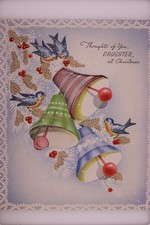 Vintage Christmas Card Daughter Pop Up Bells Birds K 3218A Used