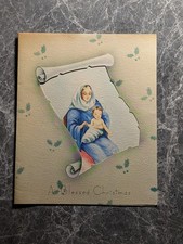 Christmas Card Vintage Holy Mother Child  Religious 1940s