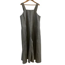 ATSURO TAYAMA Side-Pleated All-in-One Overalls, Size 36, Gray Women USED