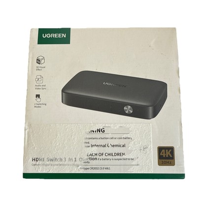 UGREEN 3x1 HDMI Switch 4K 30Hz 3 In 1 Out HDMI Splitter Open Box