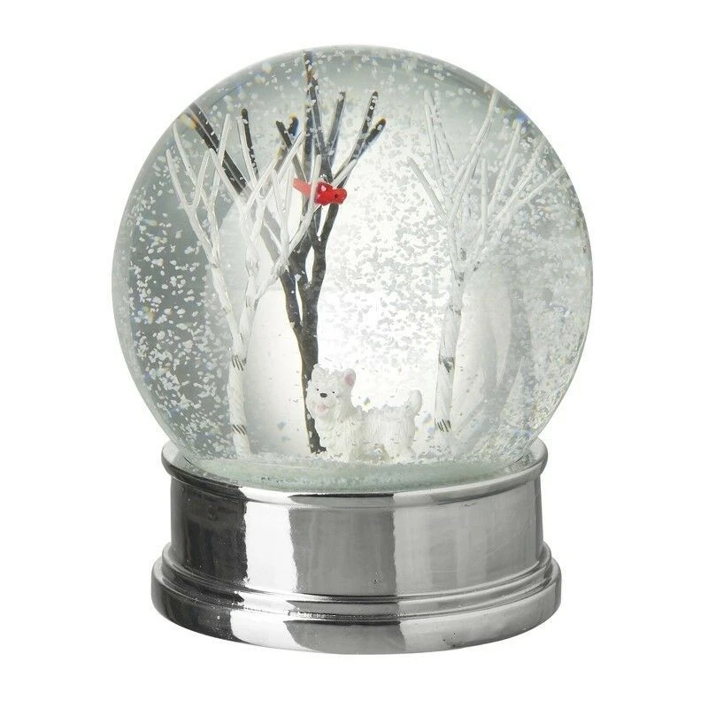 Heaven Sends Stunning White Dog Scene Christmas Snow Globe - Scotty Dog Gift