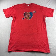 Vintage 70s Hanes Beefy T-Shirt Large Red Made in USA Single Stitch Love Heart