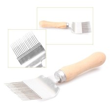 Stainless Steel Beekeeping Honeycomb Uncapping Fork Needles Tine Wooden # po