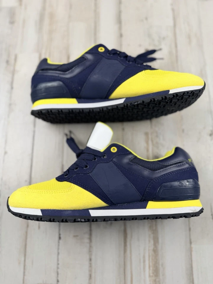 Polo Sport Ralph Lauren Slaton RL Sneakers Mens 10.5D P67 Yellow Navy Retro Shoe - Image 3 of 4