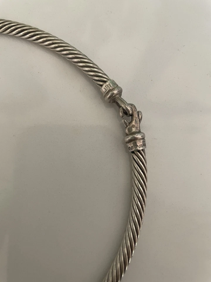 David Yurman Triple X~Station Classic Cable~Choker Necklace~925 &14K 585 Gold  - Image 4 of 4