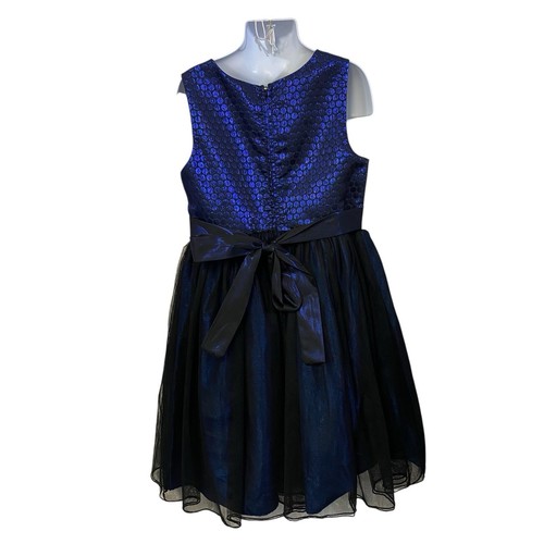 Bonnie Jean Dress Girls Size 10 Blue Foil Tulle Bow Church Formal Party Wedding - Picture 6 of 10