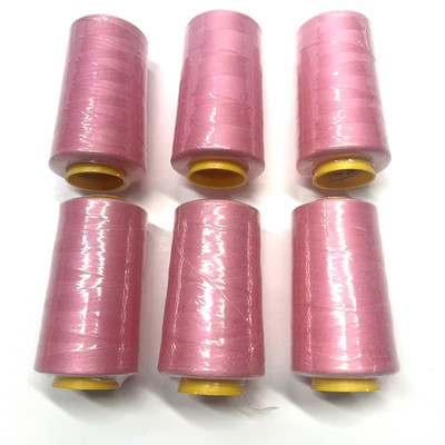 Threads 6 Pack Of 6000 Yards Each Pink All Purpose Sew Spun/Poly Overlock Cone