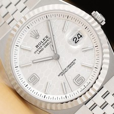2026 MAR CARD ROLEX 40MM LAND- DWELLER 127334 18K WG BEZEL WHITE HONEYCOMB WATCH