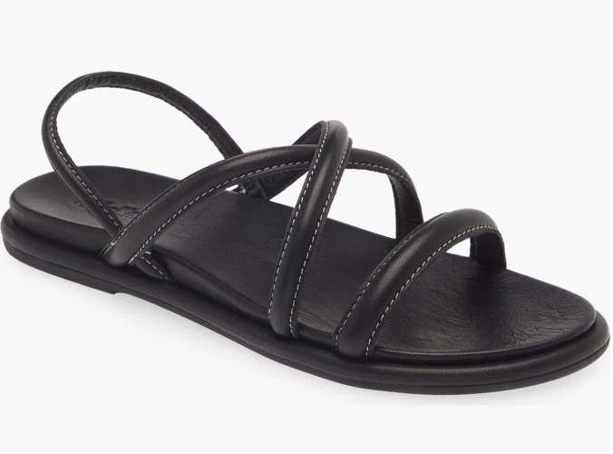 Olukai Tiare Strappy Leather Sandals Black Women’s New Size US 8, EU 38