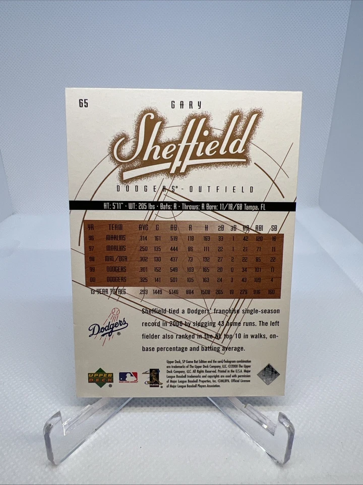 2001 SP Game Bat Edition Gary Sheffield Baseball Card #65 Mint FREE SHIPPING - Image 2 of 3