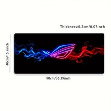 1 Large Gaming Mouse Pad with Neon Logo Red Blue Smoke Esports Style Cool Desi