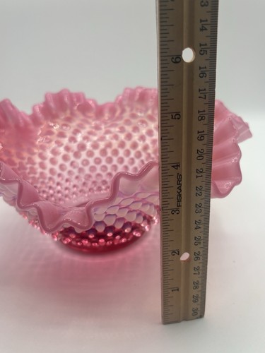 Fenton Glas Cranberry schimmernd Schuhnagel gekräuselt 9,5" breite Schüssel Korb - Bild 17 von 17