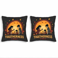 Set of 2 18x18in Throw Pillow Covers - Vibrant Floral Pattern with Stars  Sun