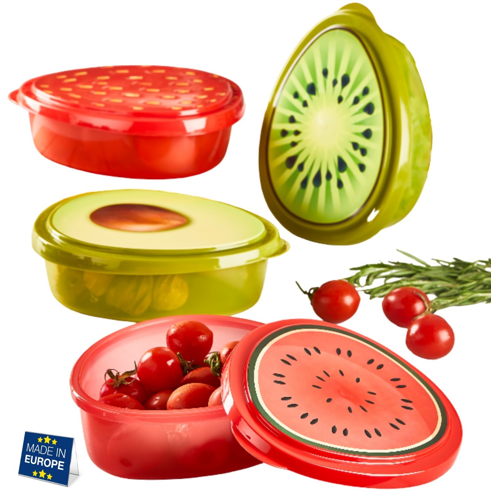 Set With Lids, Fruit Printed, Bpa-free, 27 Oz
