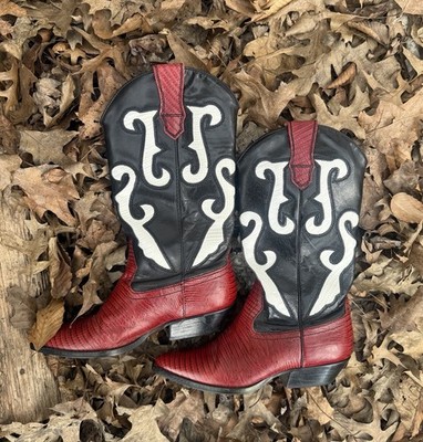 Nine West N-RONNEE Vintage Tri-Color Lizard Print Cowboy Boots