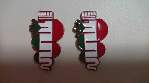 Alfa Romeo Small3D Snake Biscione Metal Aluminum Badge Emblem Color Red Edge Set