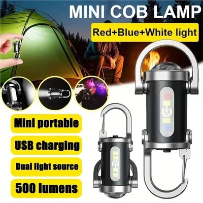 Mini Keychain Flashlights USB Rechargeable Camping Lantern Searching Hiking