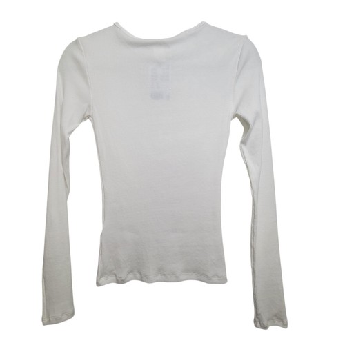 H&M White Ribbed Long Sleeve Top Size XS - Picture 2 of 7