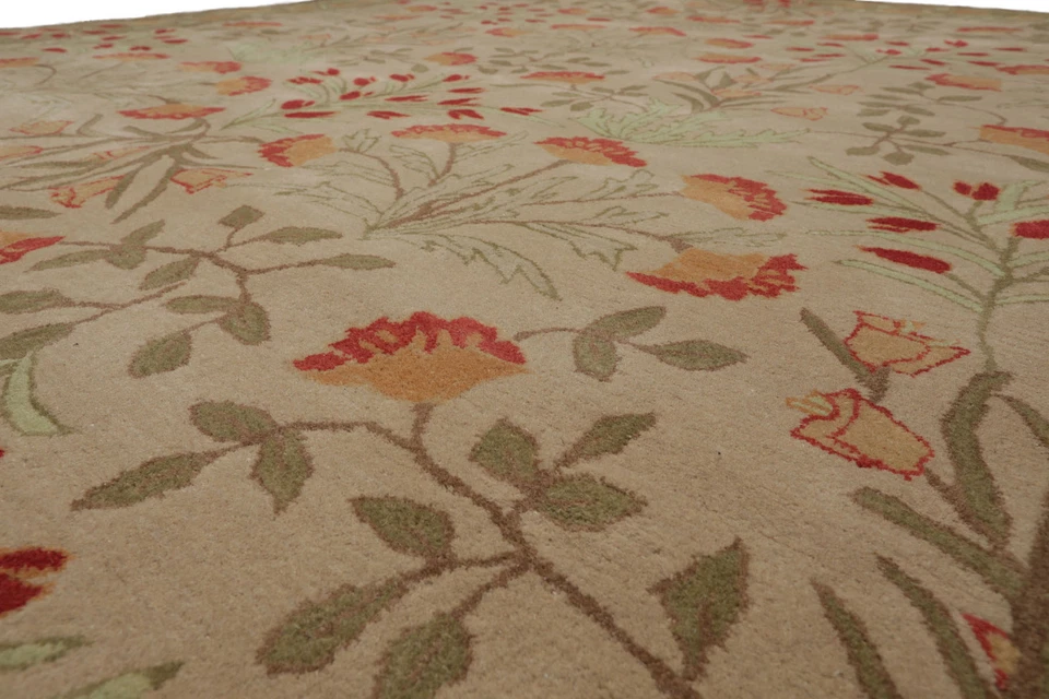 3'x5' Hand-Tufted Wool Area Runner Botanical Authentic Floral Design - Image 3 of 4