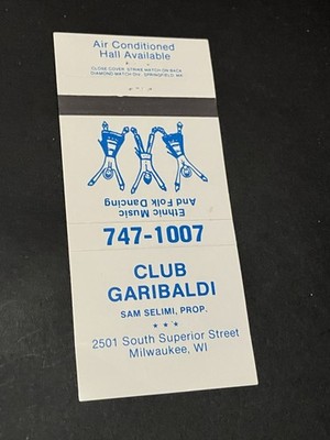 Matchbook Cover - CLUB GARIBALDI SAM SELIMI Milwaukee Wisconsin