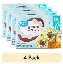 (4 pack) Great Value Smoked Oysters, 3.75 oz