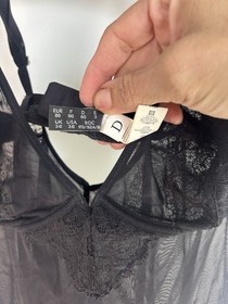 La Perla Studio Black Mesh Lace Chemise 36 D V-Neck Adjustable Strap